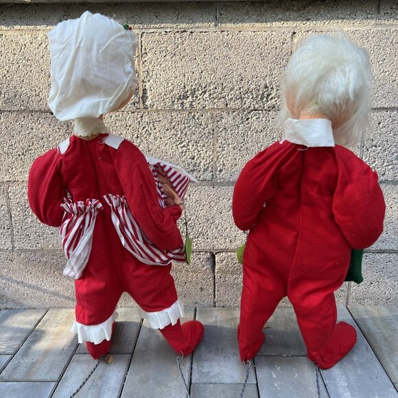 Vintage 1970s Annalee Mobilitee 30" Santa & Mrs Claus Dolls Door Greeters - Picture 10 of 16